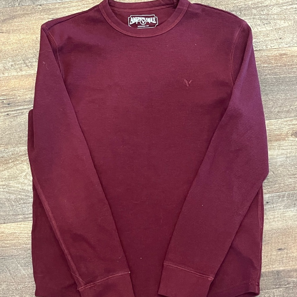 American Eagle Burgundy Long Sleeve Shirt